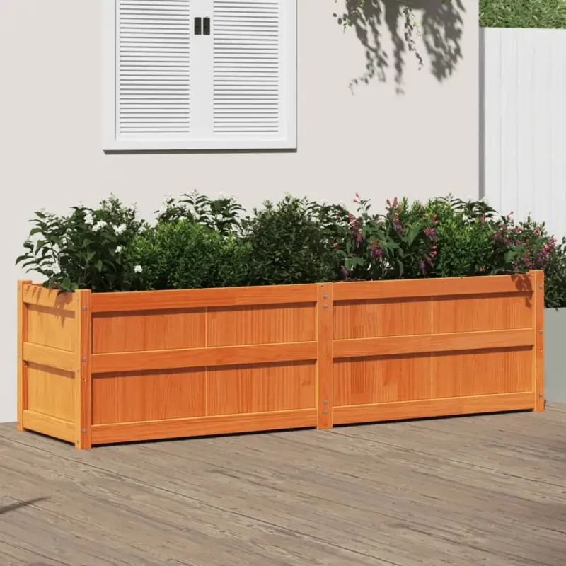 Houten plantenbak van massief grenenhout voor tuin en balkon