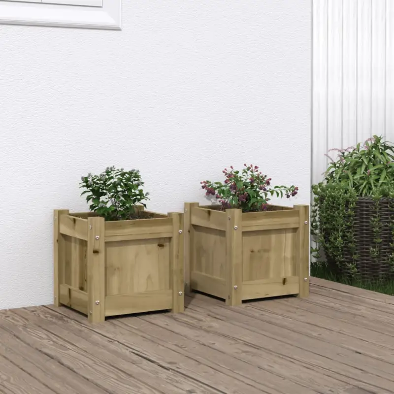 Houten plantenbakken van geïmpregneerd grenenhout voor tuin en balkon