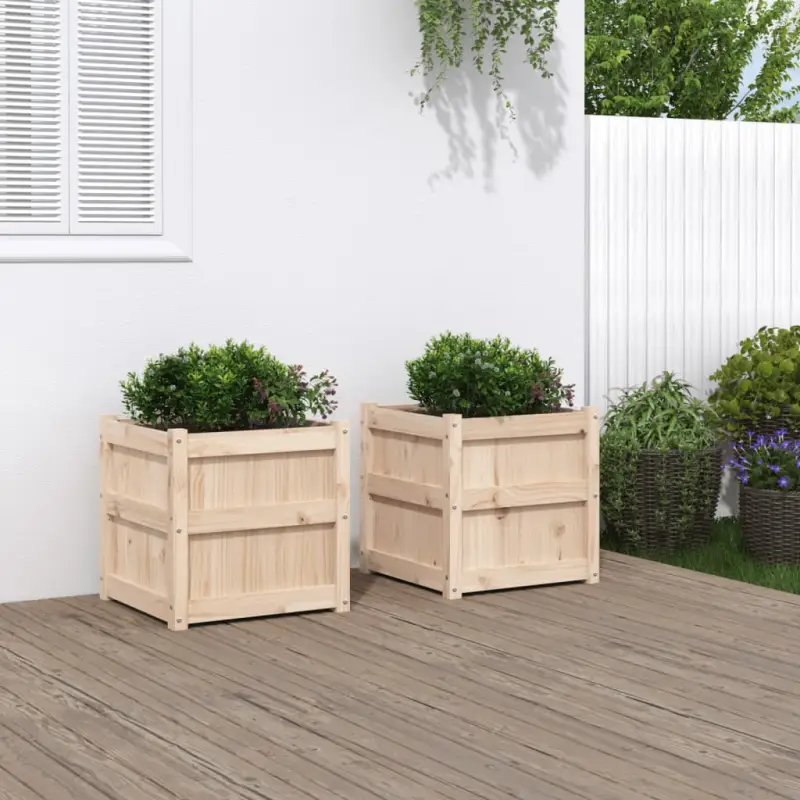 Houten plantenbakken van massief grenenhout voor tuin en balkon decoratie