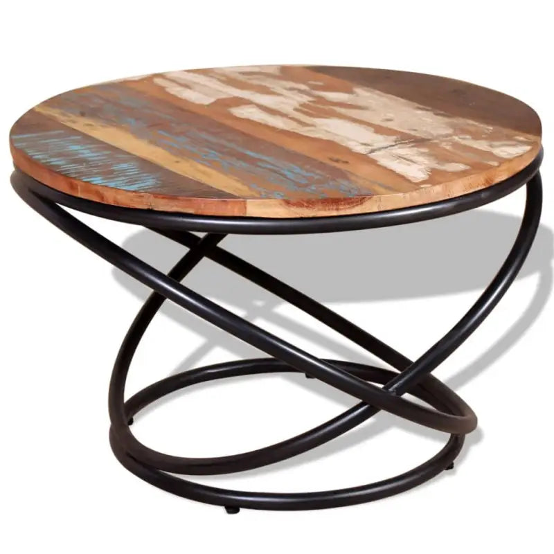 Houten salontafel in antieke stijl met massief gerecycled hout