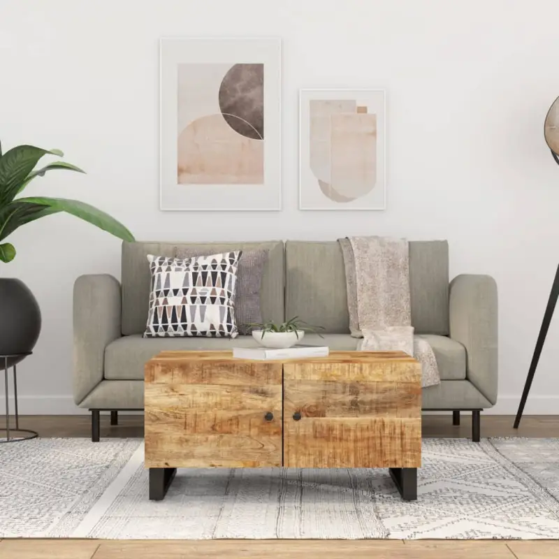 Houten salontafel van massief mangohout met bewerkt hout uitstraling