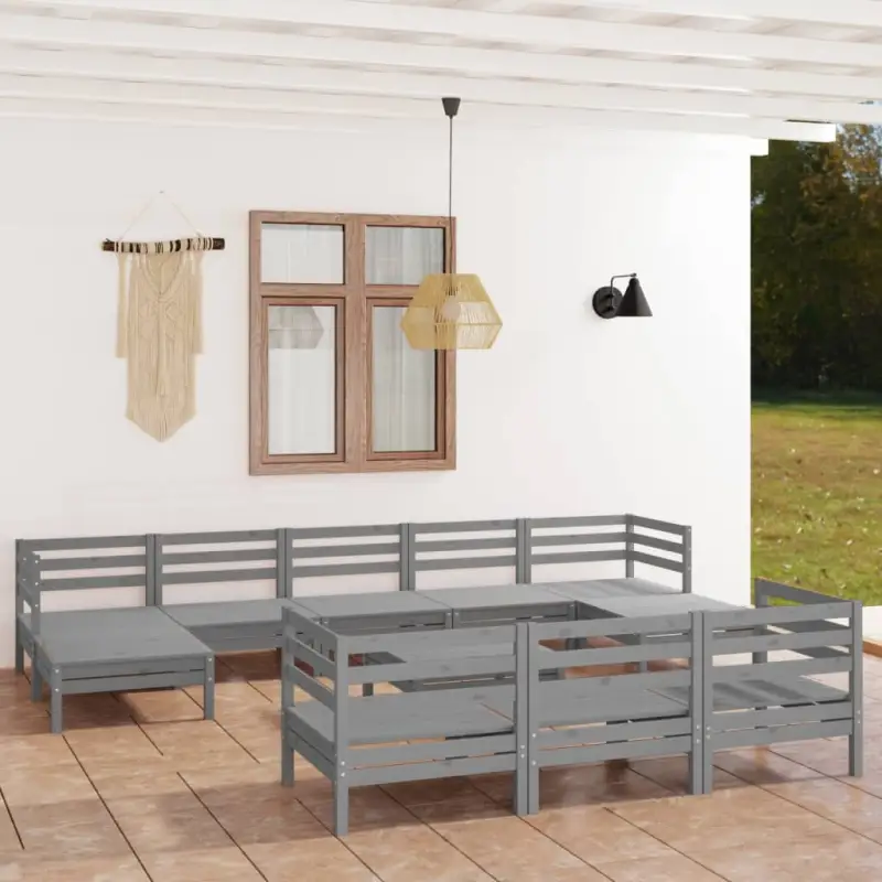 Houten tuinset van massief grenenhout met tafel en voetenbank
