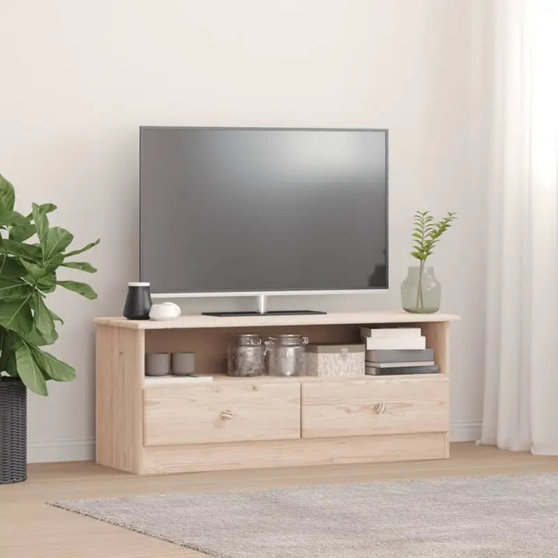 Houten TV-meubel van massief grenenhout met houten knopen