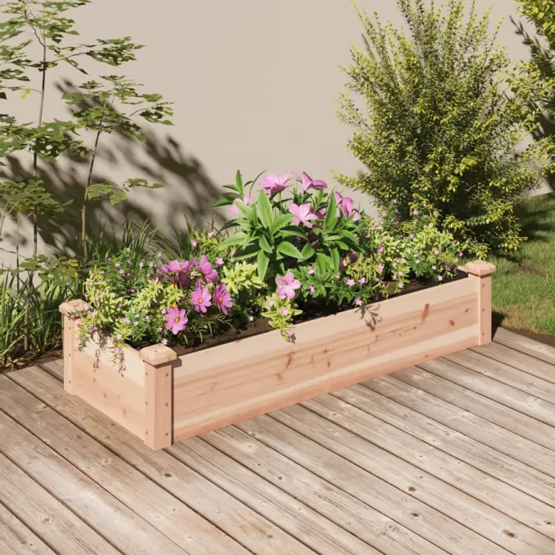 Houten verhoogd plantenbak van massief vurenhout met open bodem