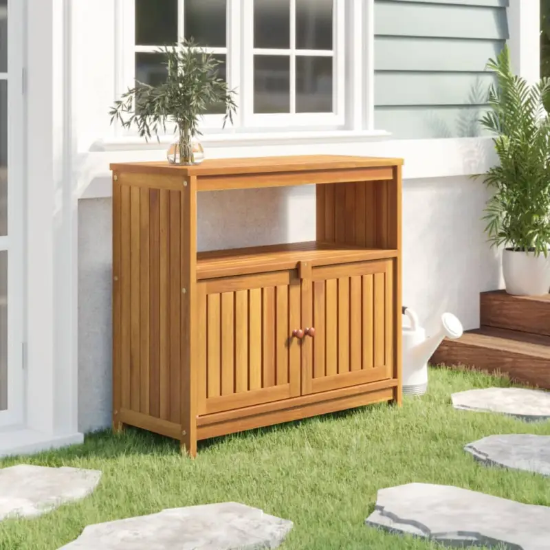 Houten wandtafel van massief acaciahout voor binnen en buiten