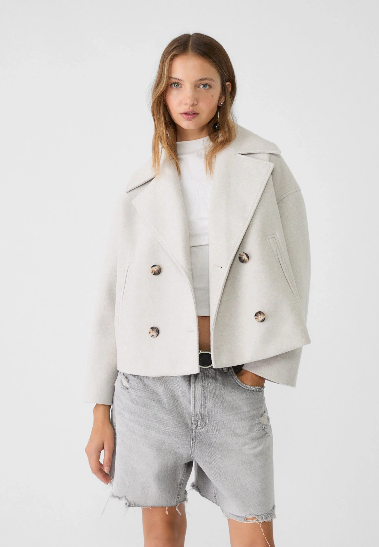 Elegante Dames Winterjas – Stijlvolle Korte Double-Breasted Jas