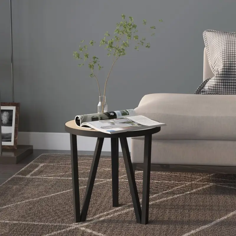Industriële bijzettafel met gepoedercoat staal en MDF