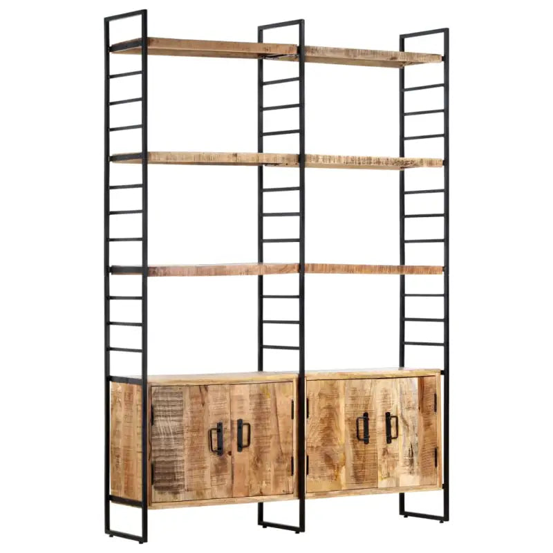 Industriële Boekenkast met Gepoedercoat IJzeren Frame en Ruw Mangohout