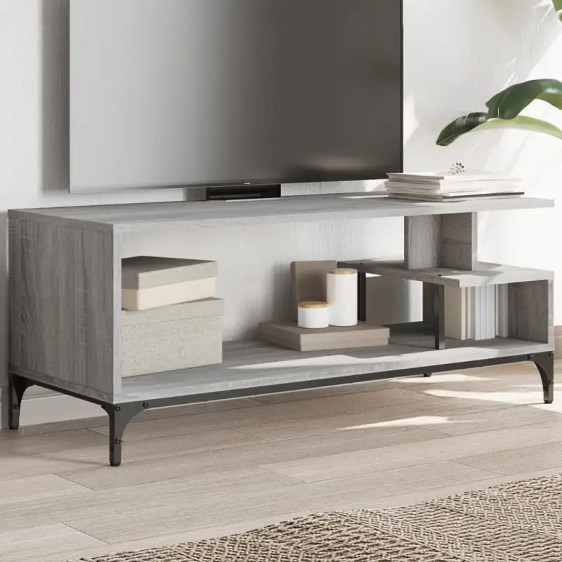 Industriële tv-meubel in Grijs Sonoma met gepoedercoat staal