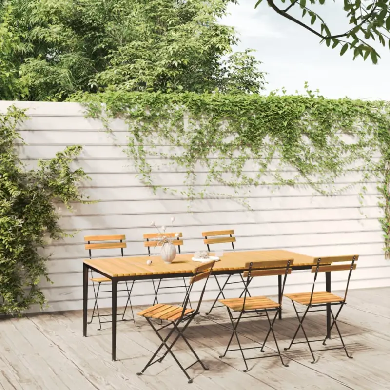 Inklapbare tuinstoelen van massief acaciahout met stalen frame