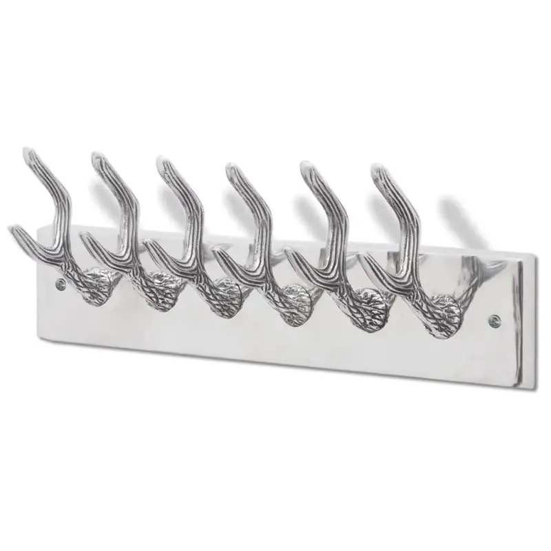 Kapstok met decoratieve geweihhaakjes en gepolijst aluminium