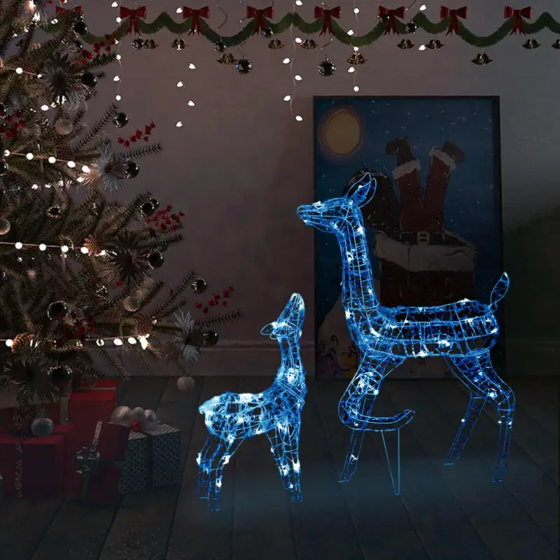 Kerstverlichting met rendierfamilie en lange verlengkabel voor de feestdagen