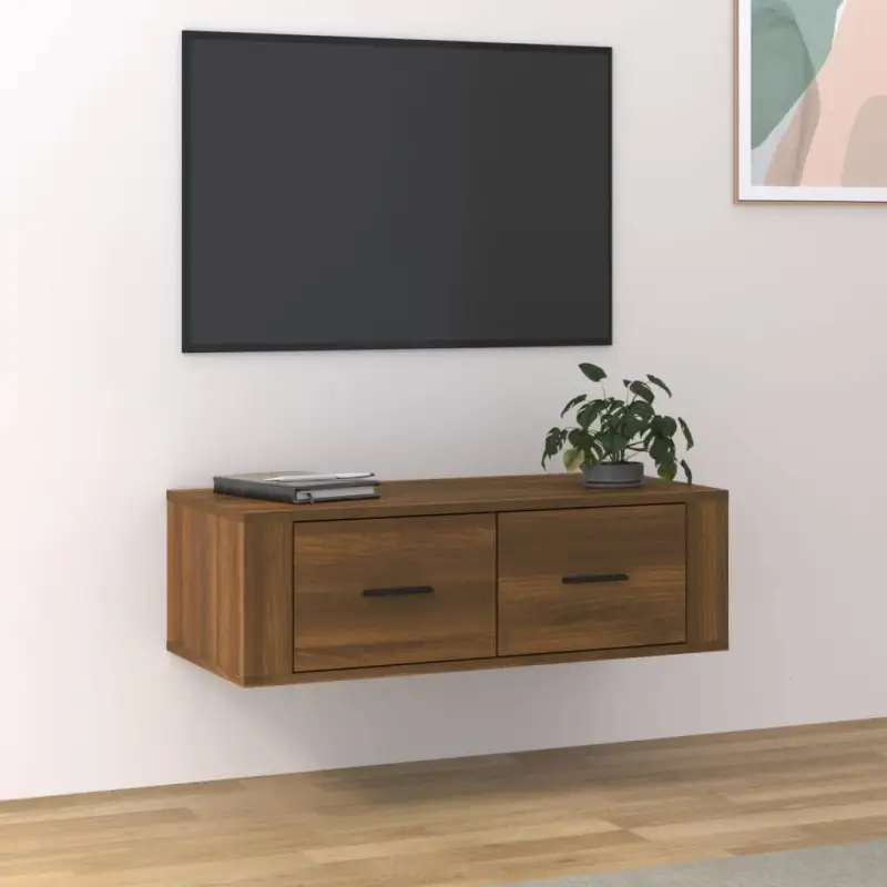 Klassiek Hangend Tv-Meubel van Behandeld Hout voor Gemakkelijk Schoonmaken