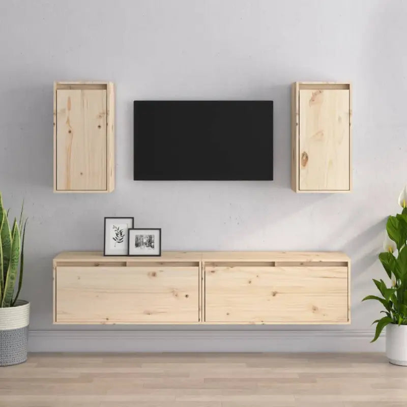 Klassieke hang Tv-meubel van massief grenenhout voor moderne kamers