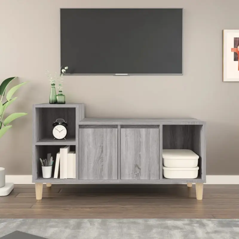 Klassieke Tv-meubel van bewerkt hout in grijs sonoma stijl