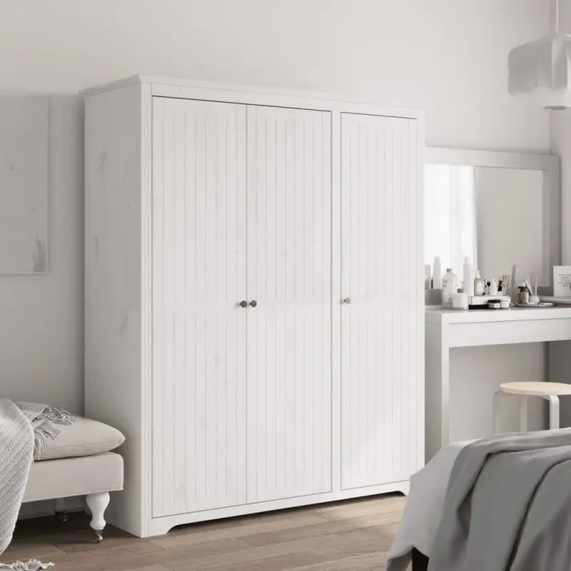 Kledingkast met Franse stijl en massief grenenhout met metalen handgrepen