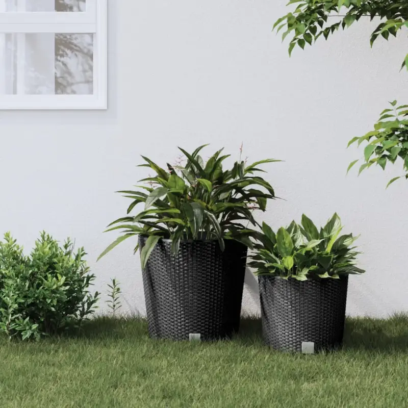 Kunststof binnenbak in rattan plantenbak voor tuin en balkon stijling