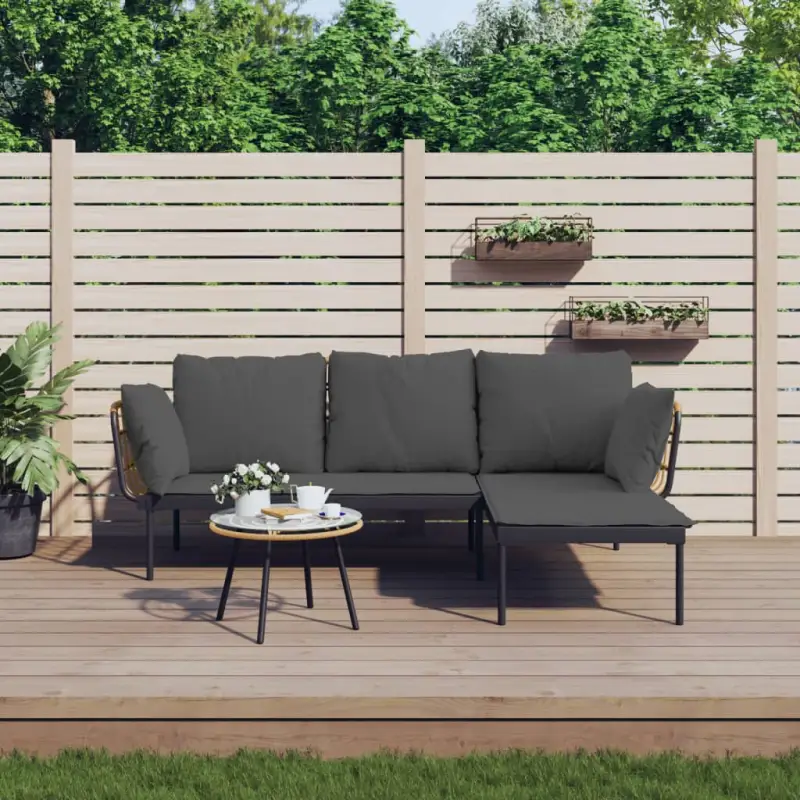 L-vormige bank tuinset van poly rattan voor een stijlvolle tuinbank
