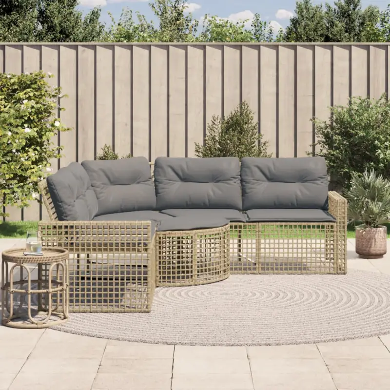 L-vormige tuinbank met poly rattan en wasbare hoes voor buitenplezier
