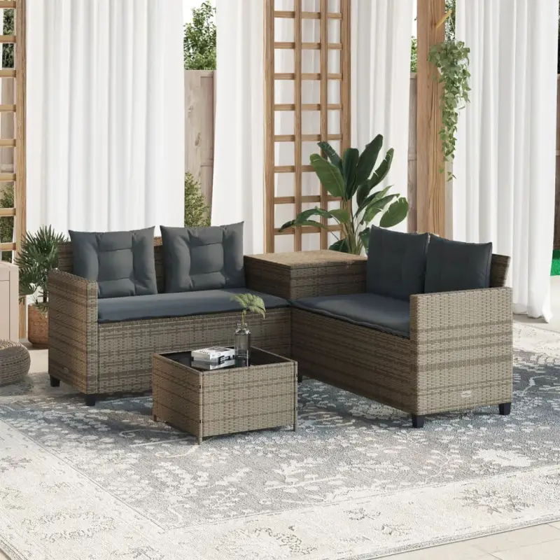 L-vormige tuinbank met poly rattan en waterdichte zak for easy cleaning