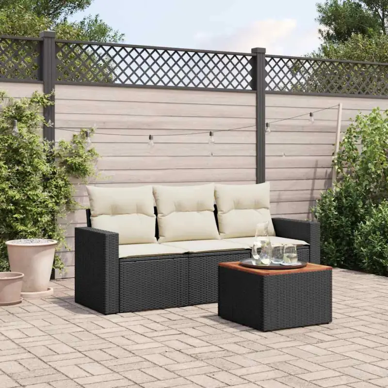 Lounge set in zwart materiaal met waterdichte tas en gepoedercoat staal