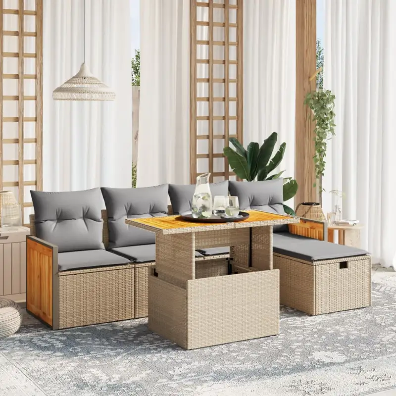 Lounge Tuinset in beige materiaal met gepoedercoat staal afmetingen