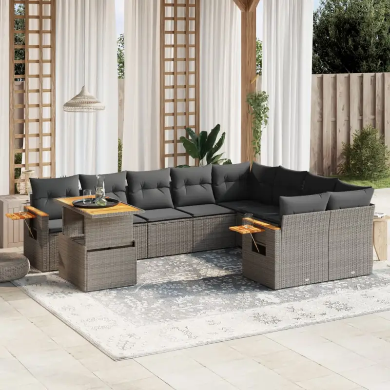 Lounge Tuinset in Grijs Materiaal met Gepoedercoat Staal