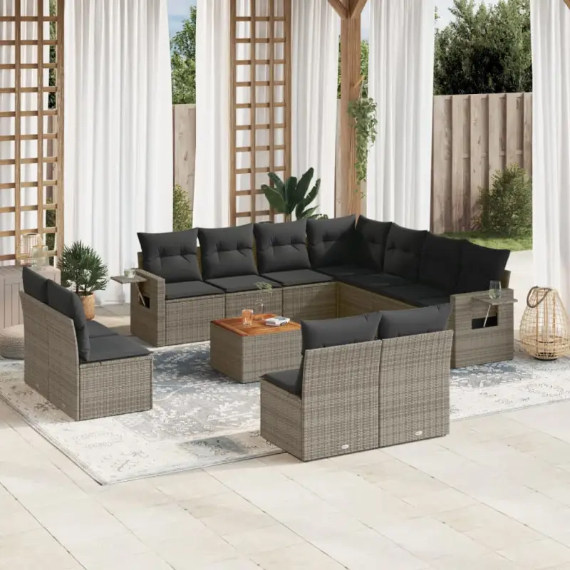 Lounge tuinset in grijs materiaal met gepoedercoat staalafmetingen