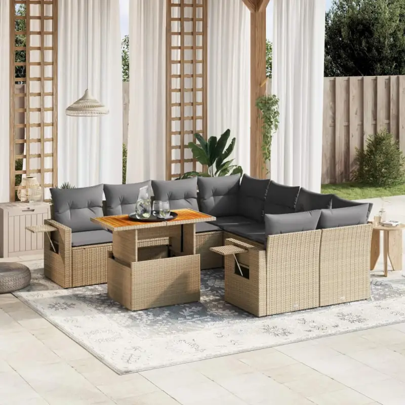 Lounge tuinset met beige materiaal en gepoedercoated staal afmetingen