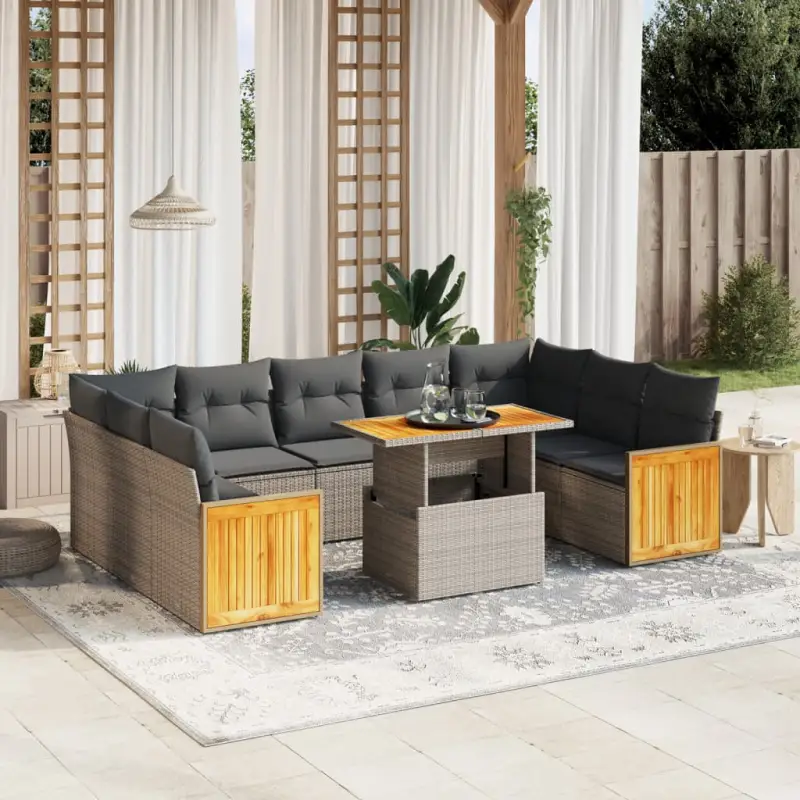 Lounge tuinset met grijs materiaal en gepoedercoat staal slimme afmetingen