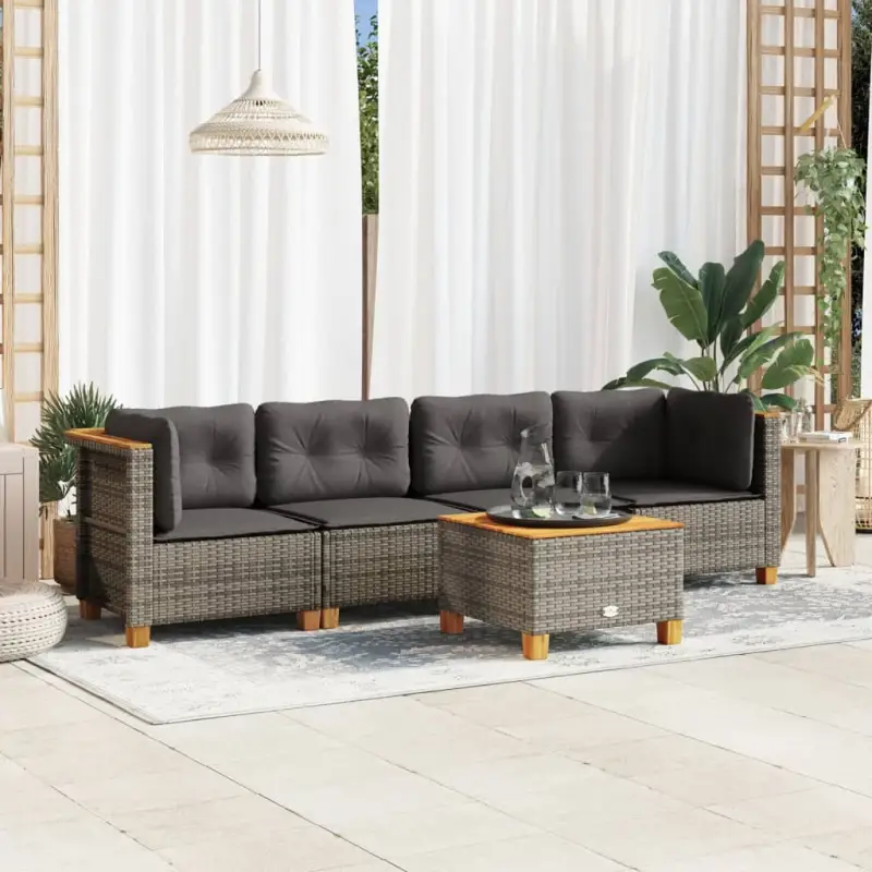 Lounge tuinset met grijs materiaal en natuurlijke olieafwerking
