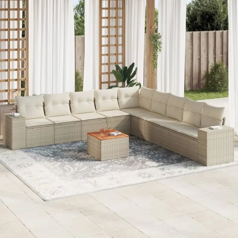 Lounge tuinset van beige materiaal en gepoedercoat staal afmetingen