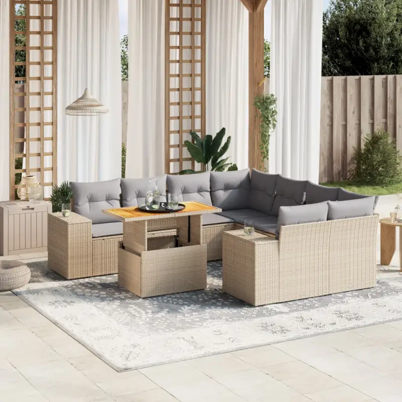 Lounge tuinset van beige materiaal en gepoedercoat staal met handige afmetingen