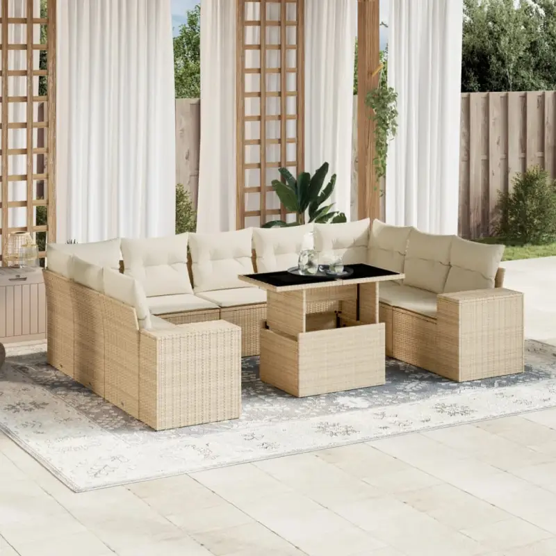 Lounge tuinset van beige materiaal en gepoedercoat staal met ruime afmetingen