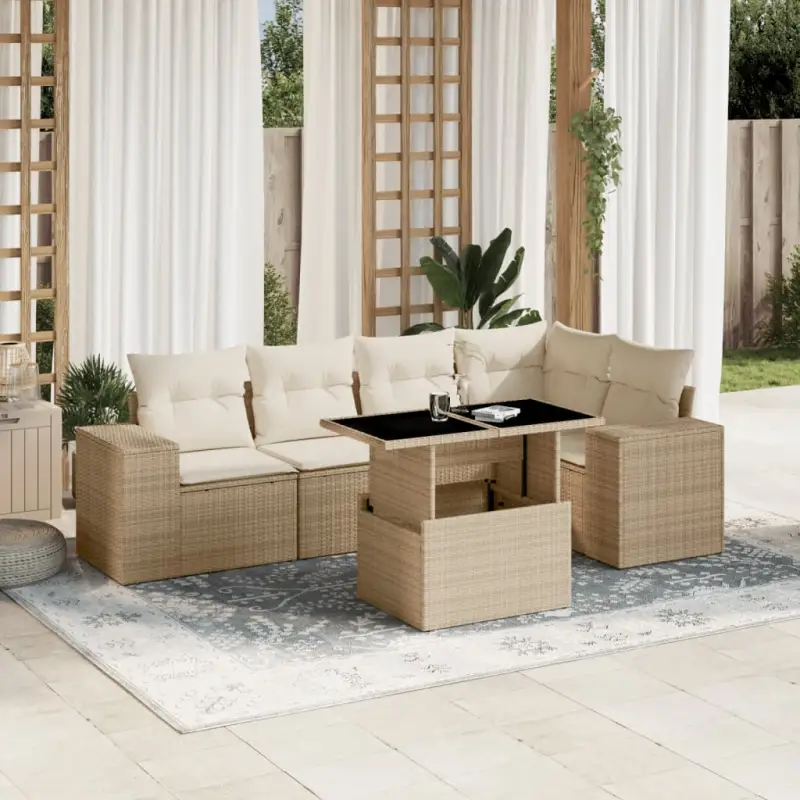 Lounge Tuinset van gegalvaniseerd staal en beige materiaal voor buiten