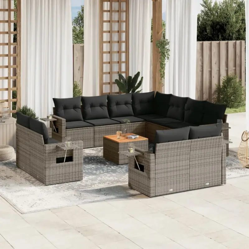 Lounge tuinset van gepoedercoat staal met waterdichte tas in grijs materiaal