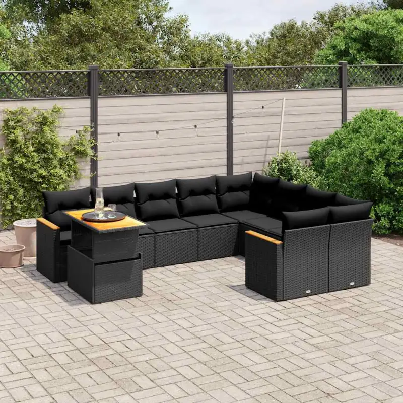 Lounge tuinset van zwart materiaal en gepoedercoat staal voor comfortabel buitenleven