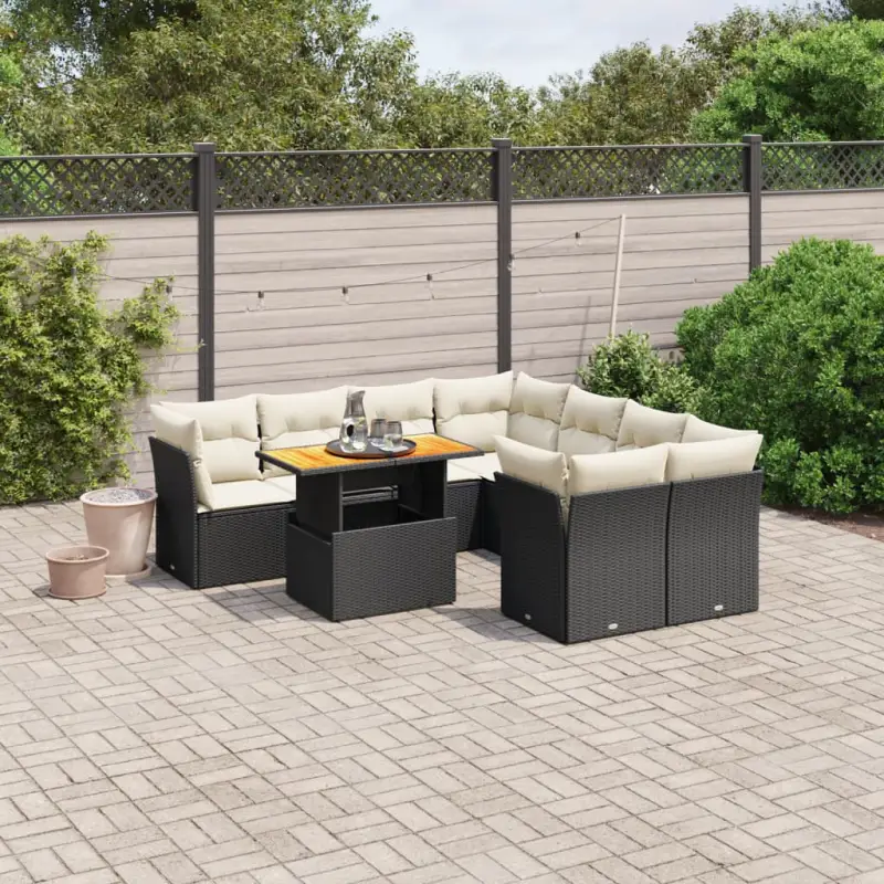 Lounge tuinset van zwart materiaal en gepoedercoat staal met afmetingen