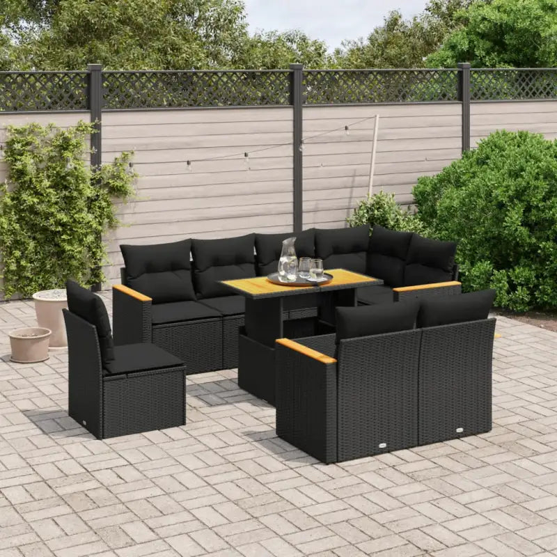 Lounge tuinset van zwart materiaal en gepoedercoat staal voor buiten