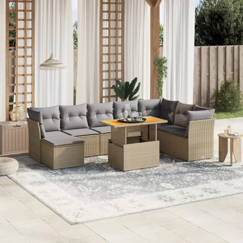 Lounge tuinstoelset van beige materiaal en gepoedercoat staal