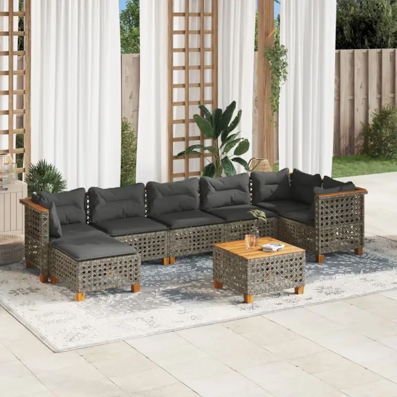 Lounge tuintafelset met grijs materiaal en natuurlijke olieafwerking
