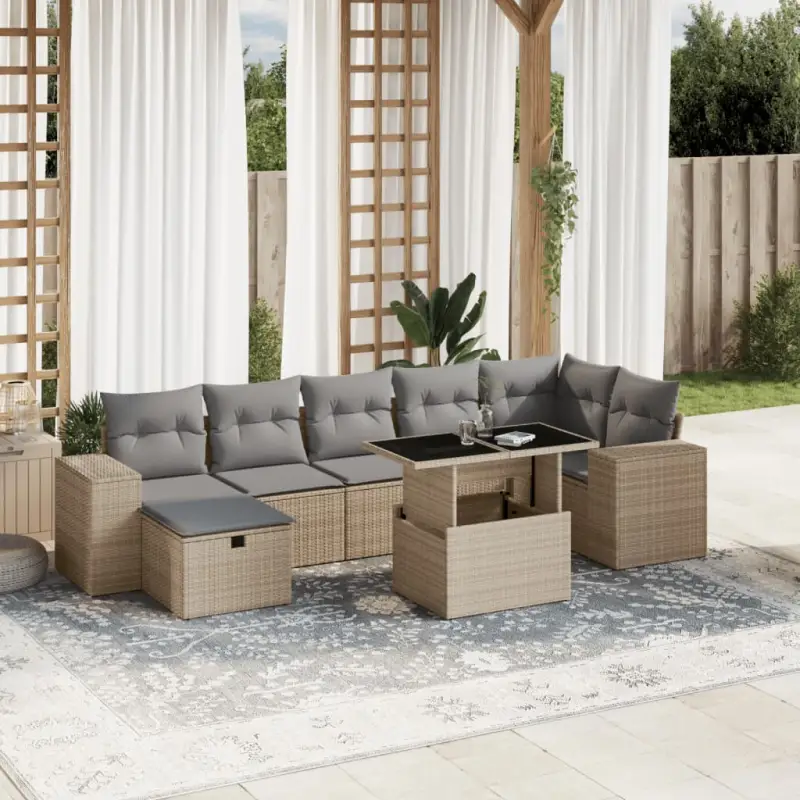 Loungebank in beige materiaal met gepoedercoat staal afmetingen
