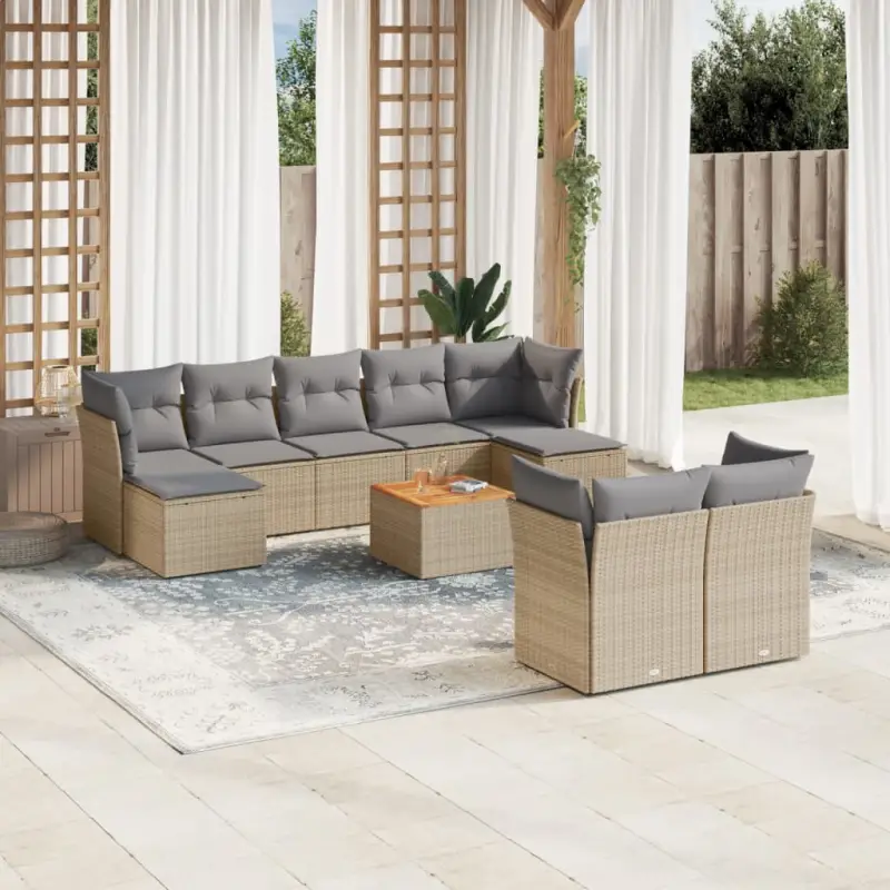 Loungebank in gemengd beige materiaal met waterdichte tas voor buiten