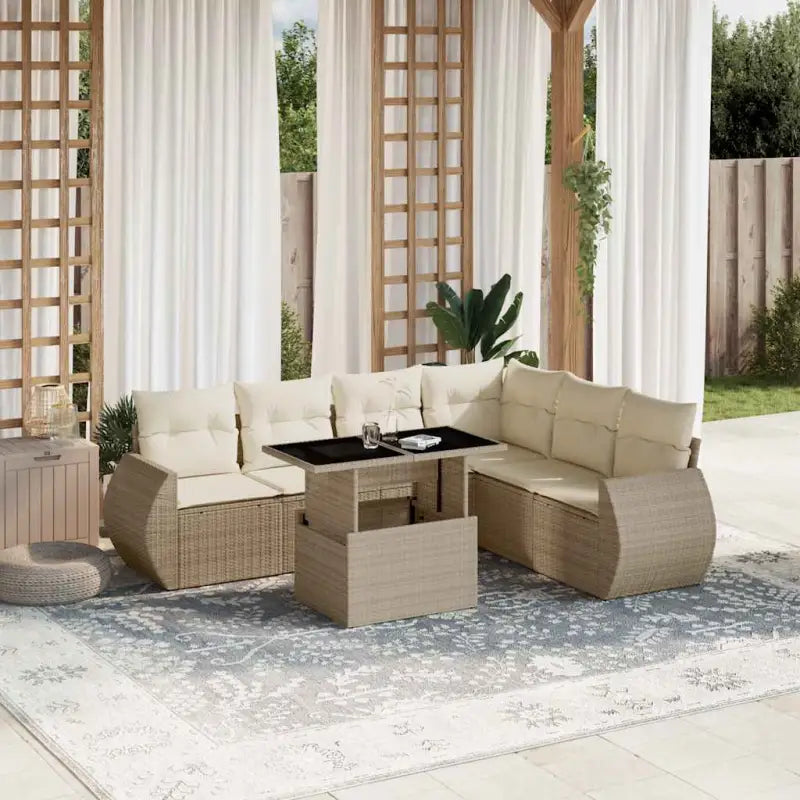 Loungebank met beige materiaal en gepoedercoat staal voor tuin en terras