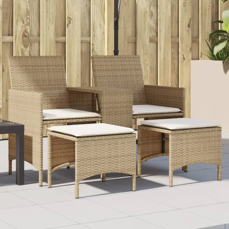 Loungebank met poly rattan en wasbare hoes voor buitenruimte