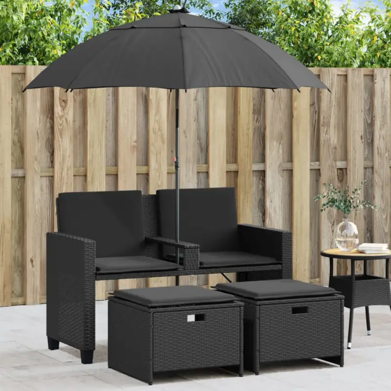 Loungebank met wasbare hoes en zwart materiaal voor buitengebruik
