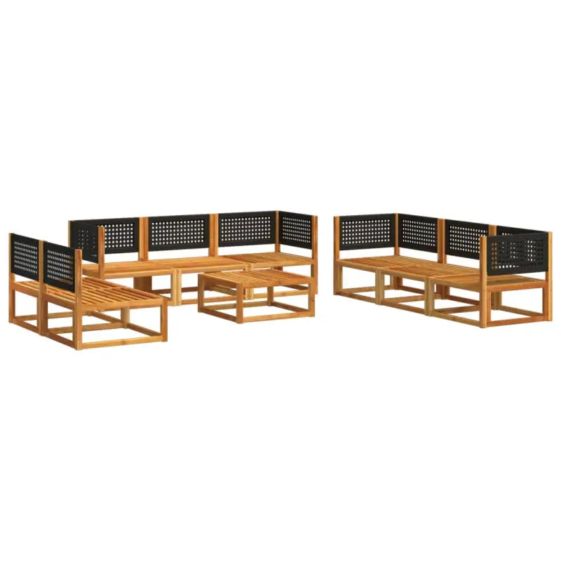 Loungebank van massief acaciahout met kleur per rattan en comfortabele rugkussens