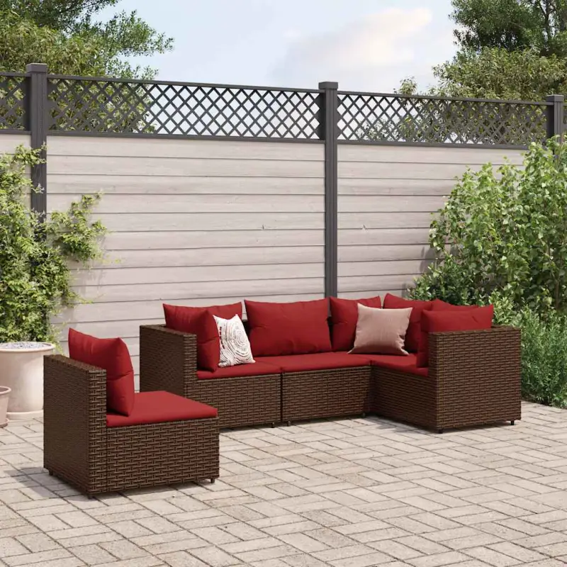 Loungebank van poly rattan met gepoedercoat staal en afmetingen rugkussen