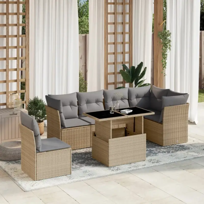 Loungebank voor de tuin met beige materiaal en gepoedercoat staal