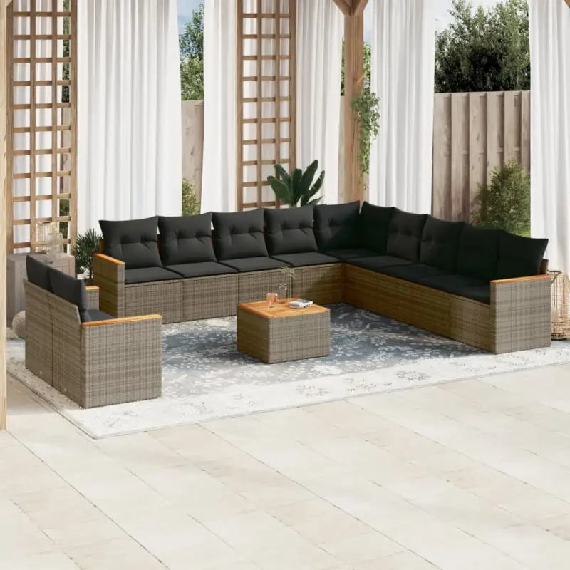 Loungebank voor tuin met grijs materiaal en gepoedercoat staal